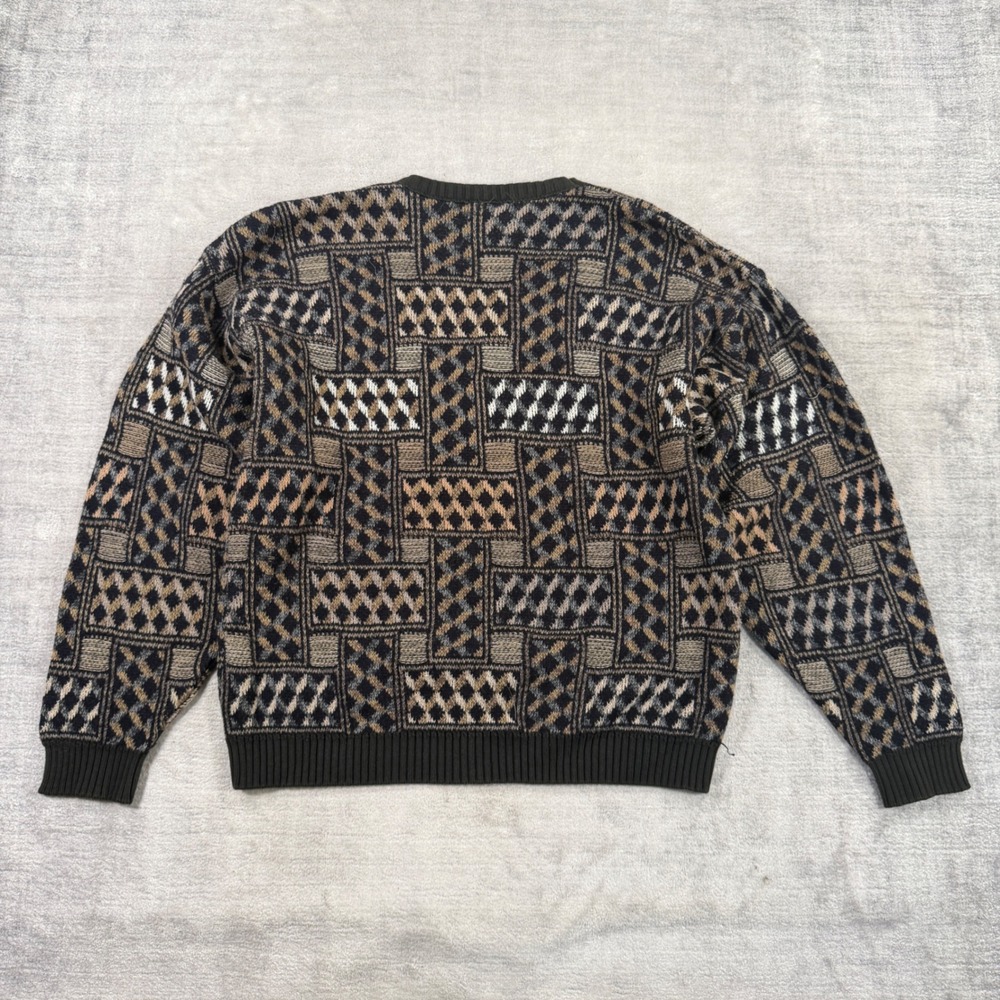 Ash Creek Trading Sweater Mens Medium Vintage Green Cabin Knit Grandpa Geometric - Picture 3 of 7